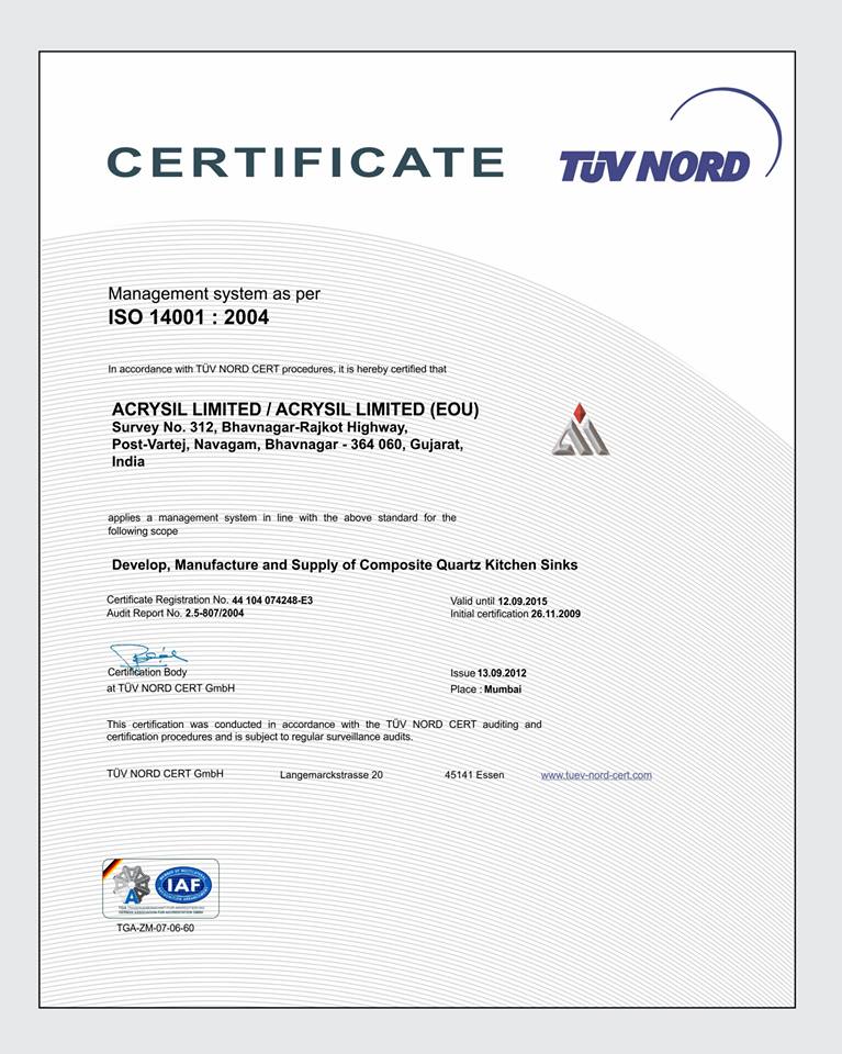 Chứng nhận TUV NORD - ISO 14001 - 2004