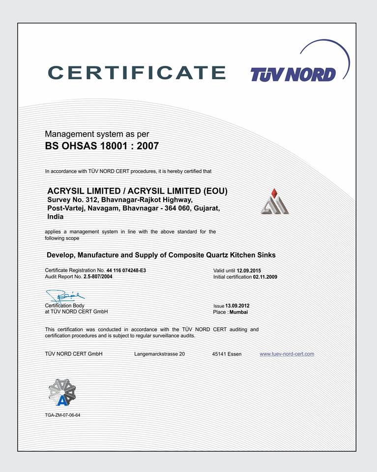 Chứng nhận TUV NORD - ISO 18001 - 2007