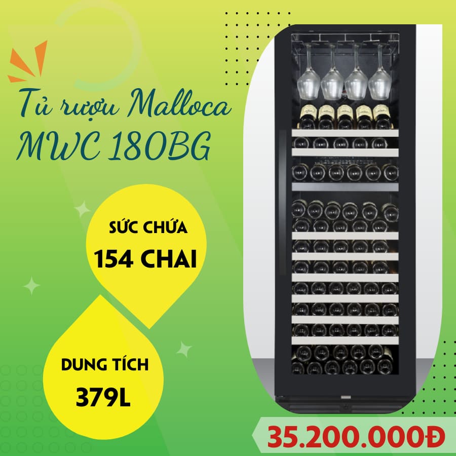 Tủ bảo quản rượu độc lập Malloca MWC-180BG