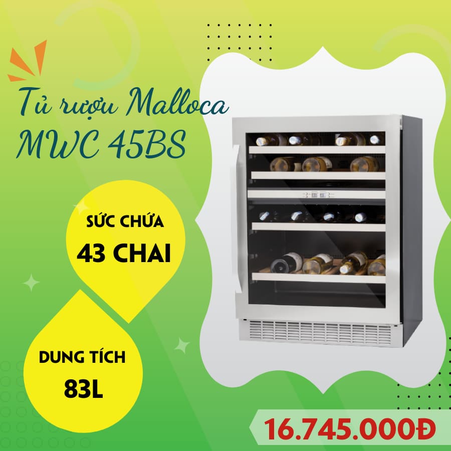 Tủ bảo quản rượu âm tủ Malloca MWC-45BS