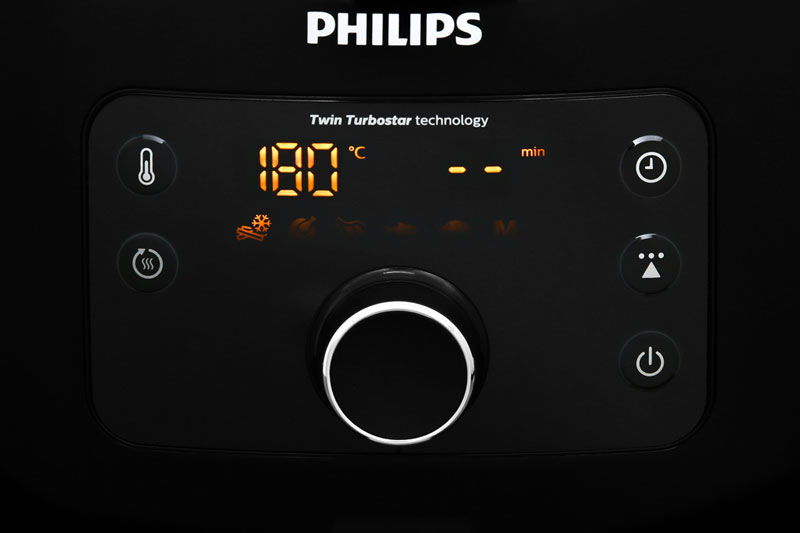 Điều khiển nút nhấn điện tử, núm vặn - Nồi chiên không dầu Philips HD9650