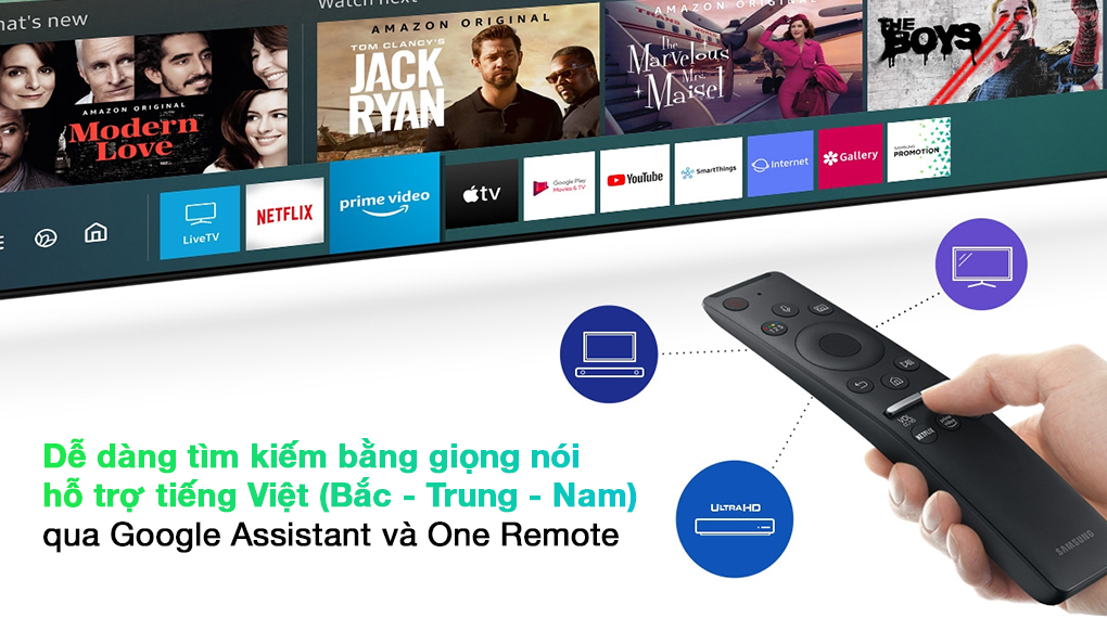 Smart Tivi QLED 4K 65 inch Samsung QA65Q70A Google Assistant và One Remote