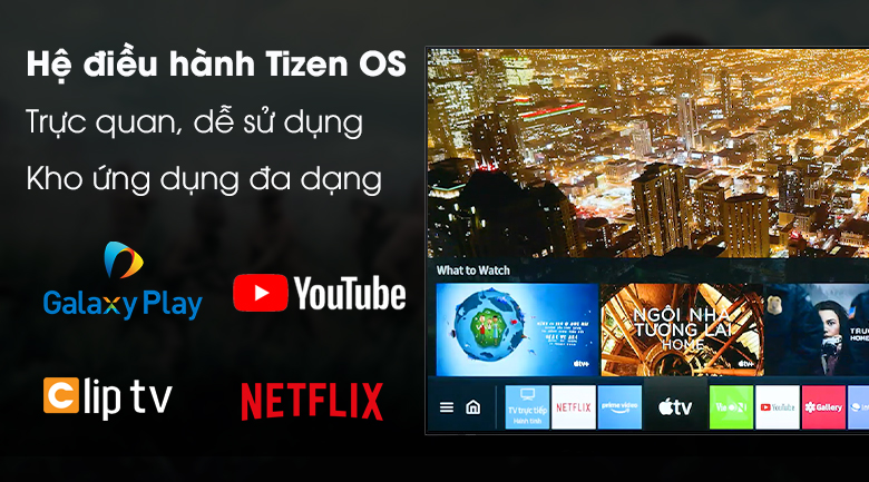 Hệ điều hành Tizen OS - Smart Tivi QLED Samsung 4K 49 inch QA49Q80T