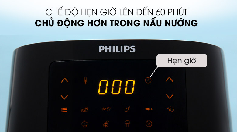 Chế độ hẹn giờ tiện lợi - Nồi chiên không dầu Philips HD9252/90 2.4 lít
