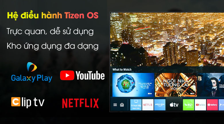 Hệ điều hành Tizen OS - Smart Tivi Samsung 4K 43 inch UA43AU8100