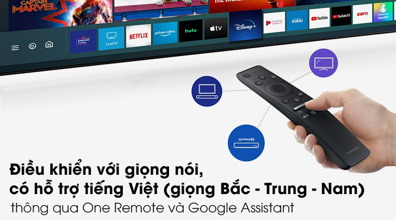 TIVI QLED SAMSUNG QA65Q60T - One Remote và Google Assistant