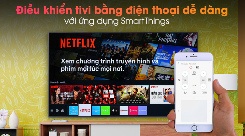 Smart Tivi Samsung 4K 70 inch UA70AU8100 - Thoải mái điều khiển tivi bằng điện thoại với ứng dụng SmartThings