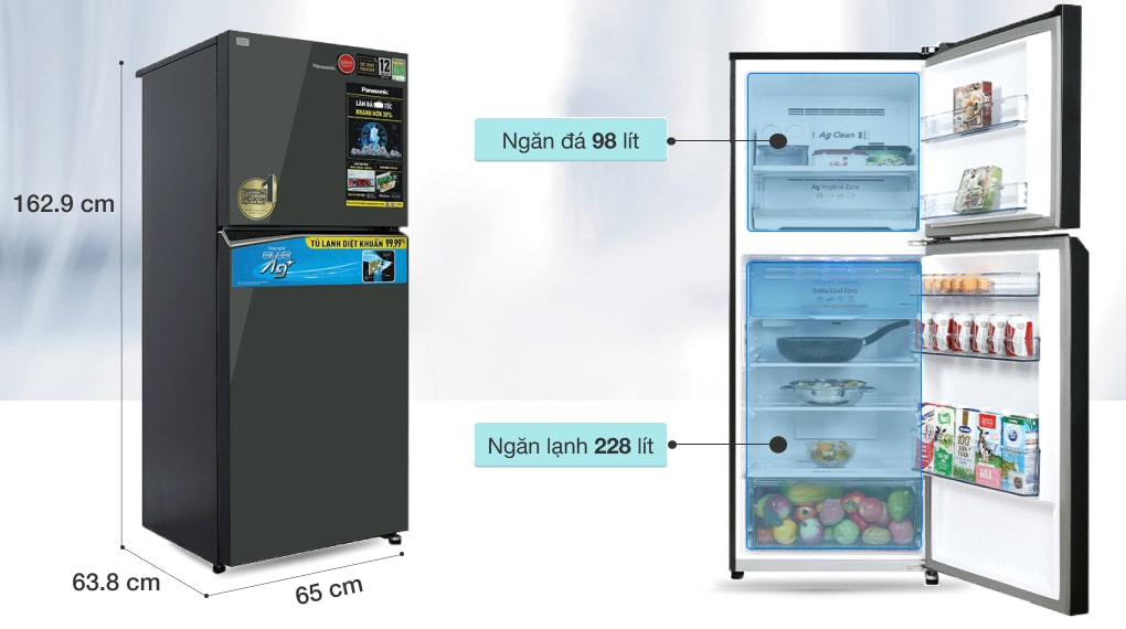Tủ lạnh Panasonic Inverter 326 lít NR-TL351VGMV - Dung tích 326 lít