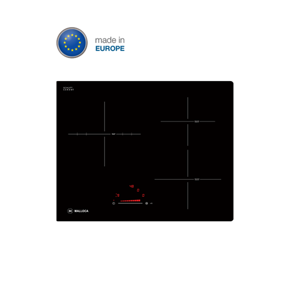 Bếp điện từ 3 vùng nấu Malloca MIR 593 / 2 Vùng từ 1 vùng điện, nhập khẩu Tây Ban Nha