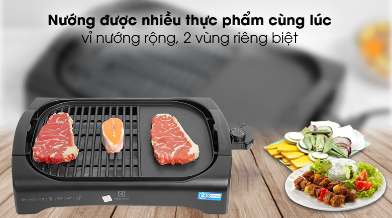 Nướng nhiều thực phẩm cùng lúc - Bếp nướng điện Electrolux ETTG1-40BK 2200W