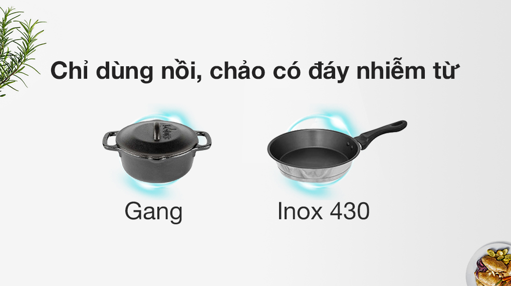 Bếp từ đôi lắp âm Pramie 2205 - Chảo, nồi phù hợp