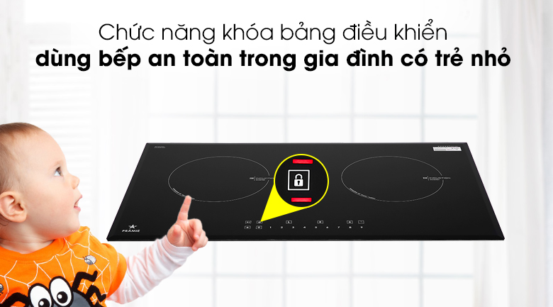 Khóa bảng điều khiển - Bếp từ đôi Pramie 2201