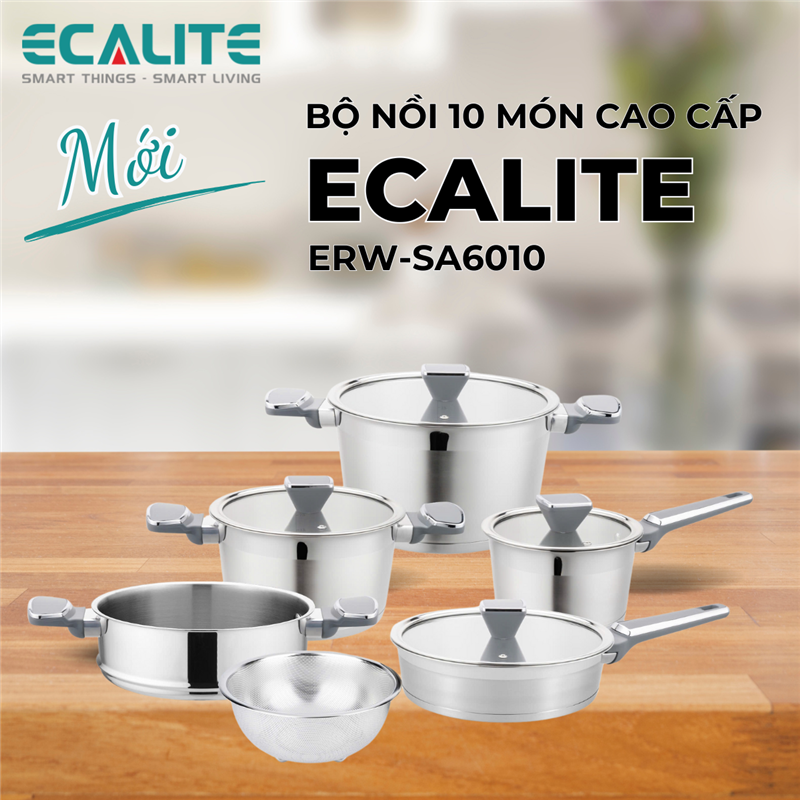 Bộ nồi Inox cao cấp 10 món Ecalite ERW-SA6010