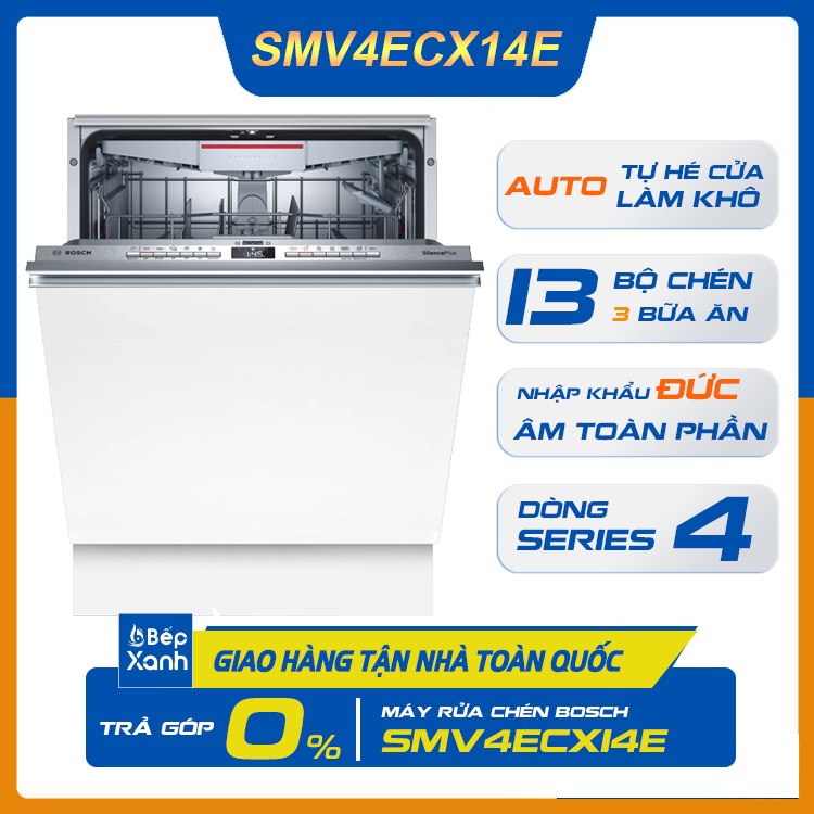 Máy Rửa Chén Âm Tủ Series 4 Bosch SMV4ECX14E/ Nhập Khẩu Liên Bang Đức