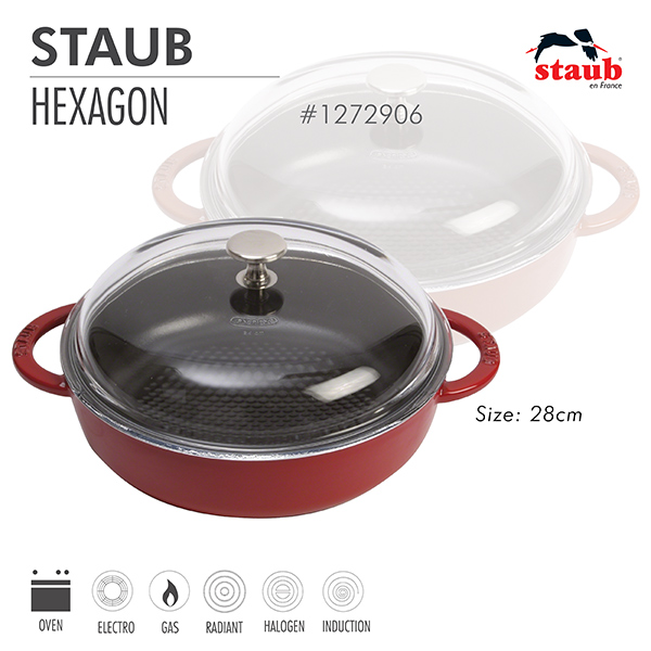 Nồi Hexagon Staub đỏ cherry 28 cm