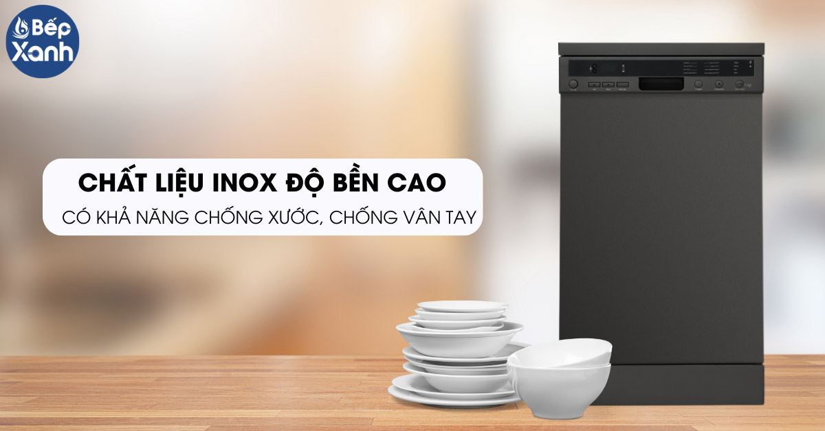 Chất liệu Inox của máy rửa chén Malloca MDW10-BS08FS