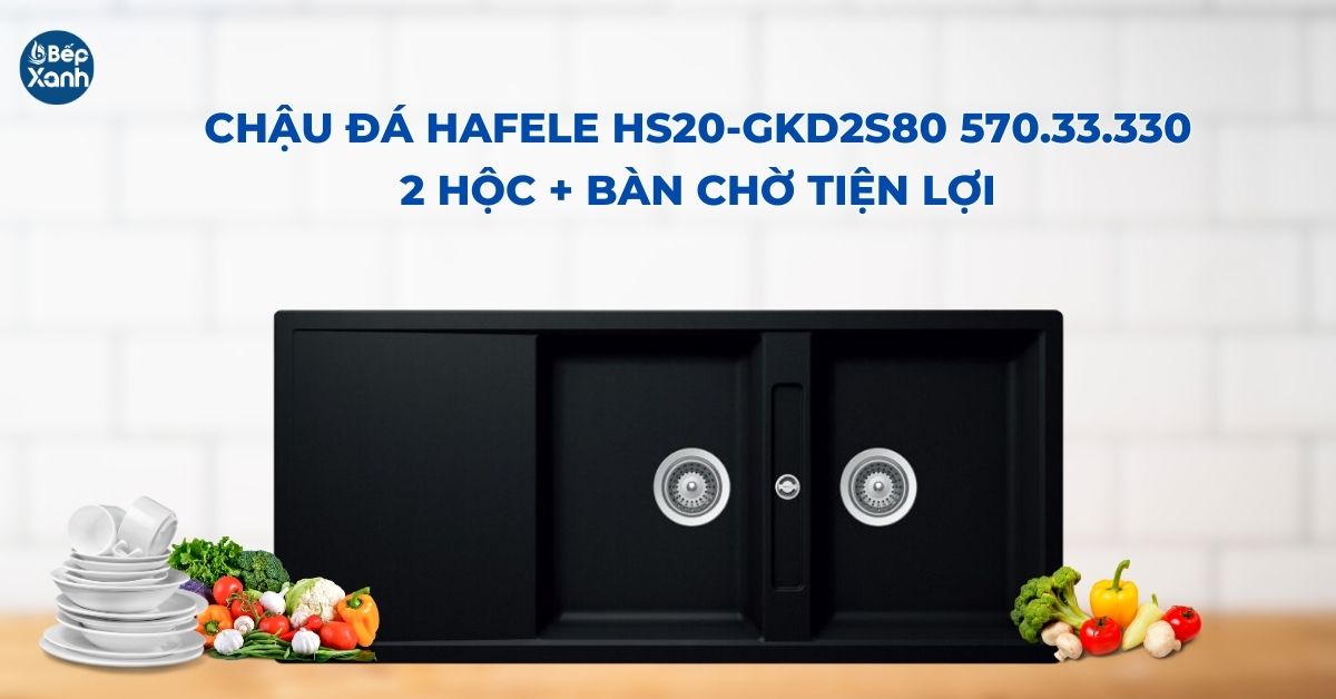 Chậu Hafele HS20-GKD2S80 570.33.330 có 2 ngăn, tông màu đen