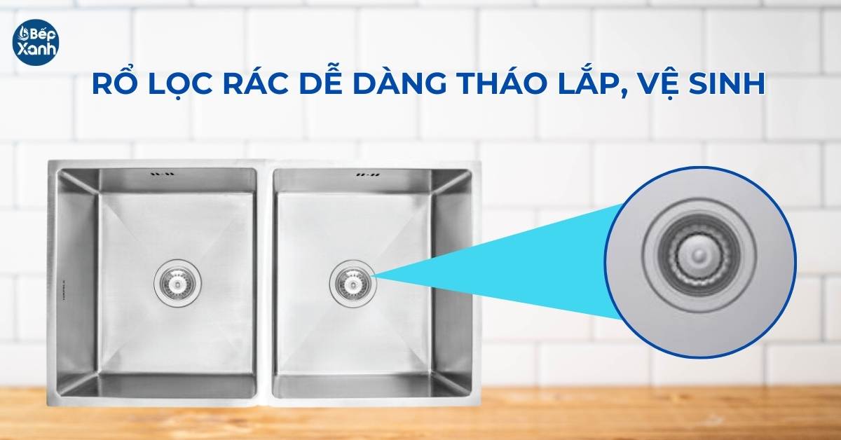 rổ lọc rác bằng inox, dạng tròn, có thể tháo lắp