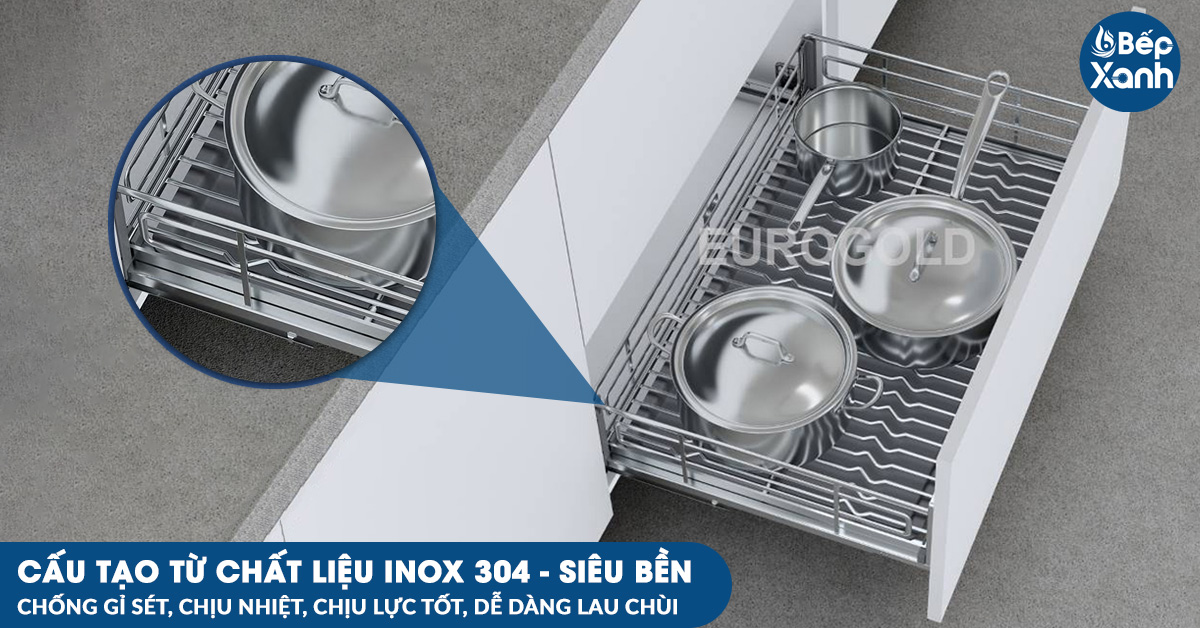 Giá xoong nồi Eurogold EPV5070 bền bỉ từ chất liệu inox mờ 304
