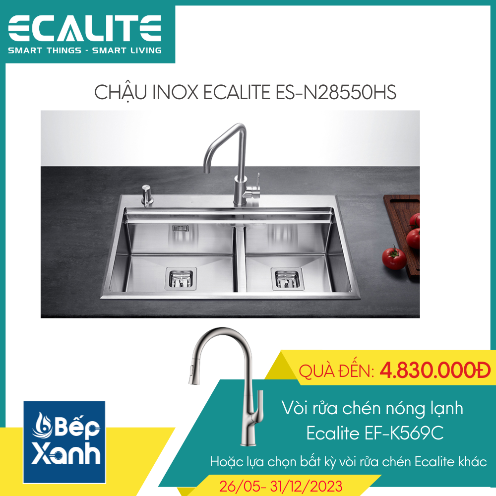 Chậu rửa chén Carlow Manual Sink Ecalite ES-N28550HS