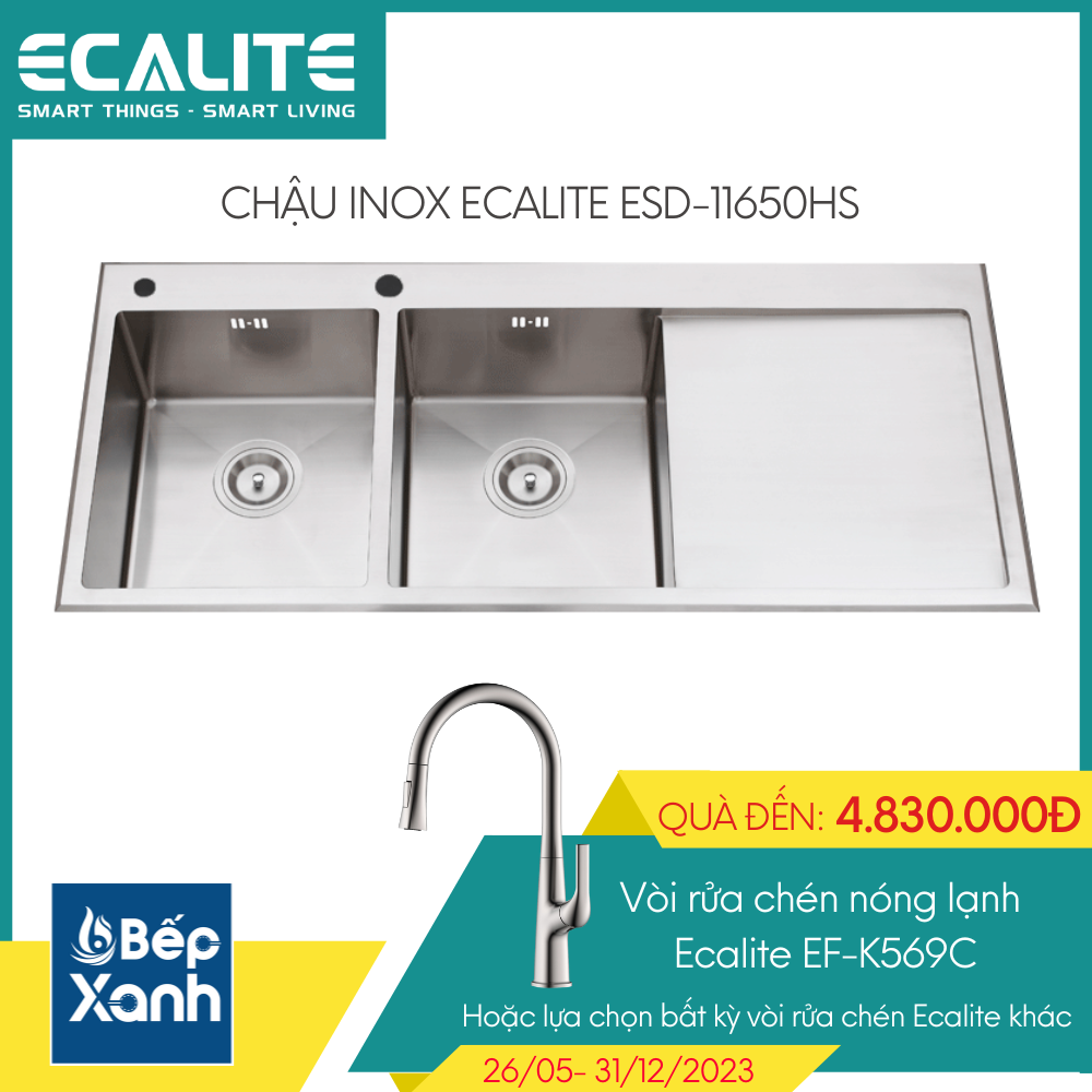 Chậu rửa chén Vision Manual Sink Ecalite ESD-11650HS