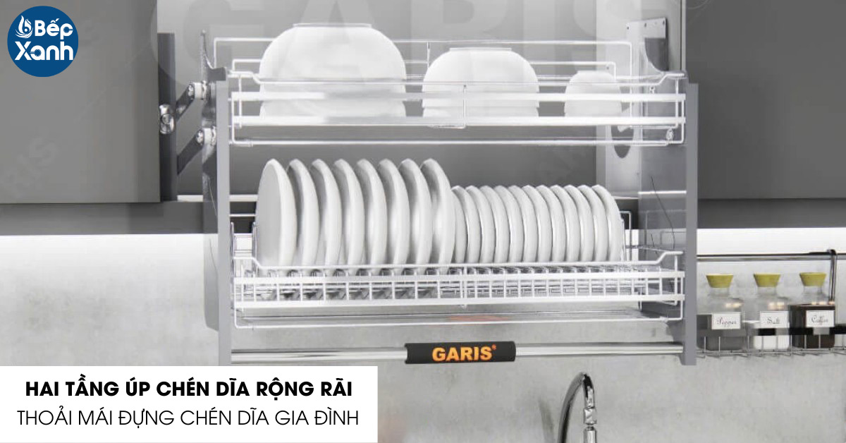 Giá bát đĩa nâng hạ Garis GL06.90C thiết kế 2 tầng rộng rãi