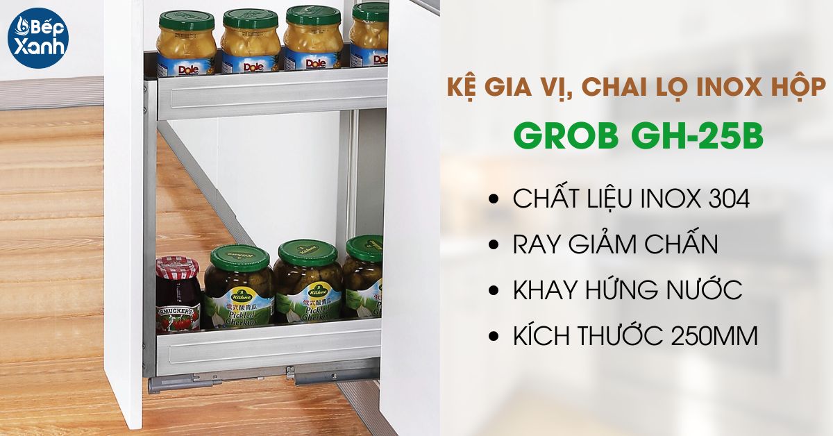 Kệ đựng gia vị và chai lọ inox hộp Grob GH-25B 