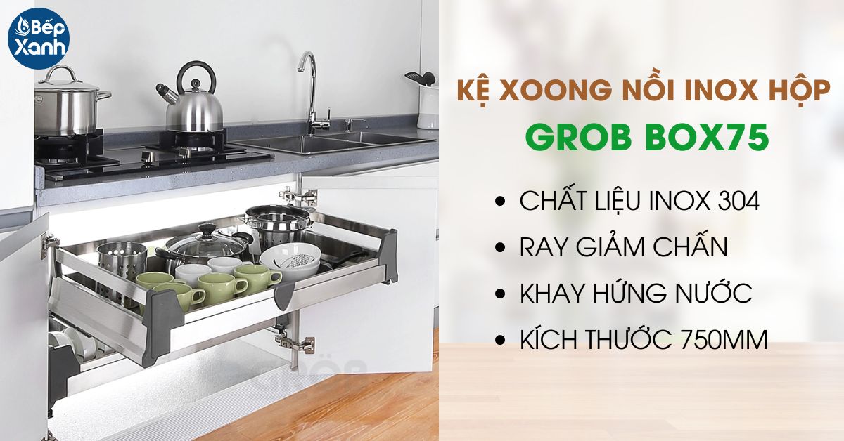 kệ xoong nồi inox hộp Grob Box75