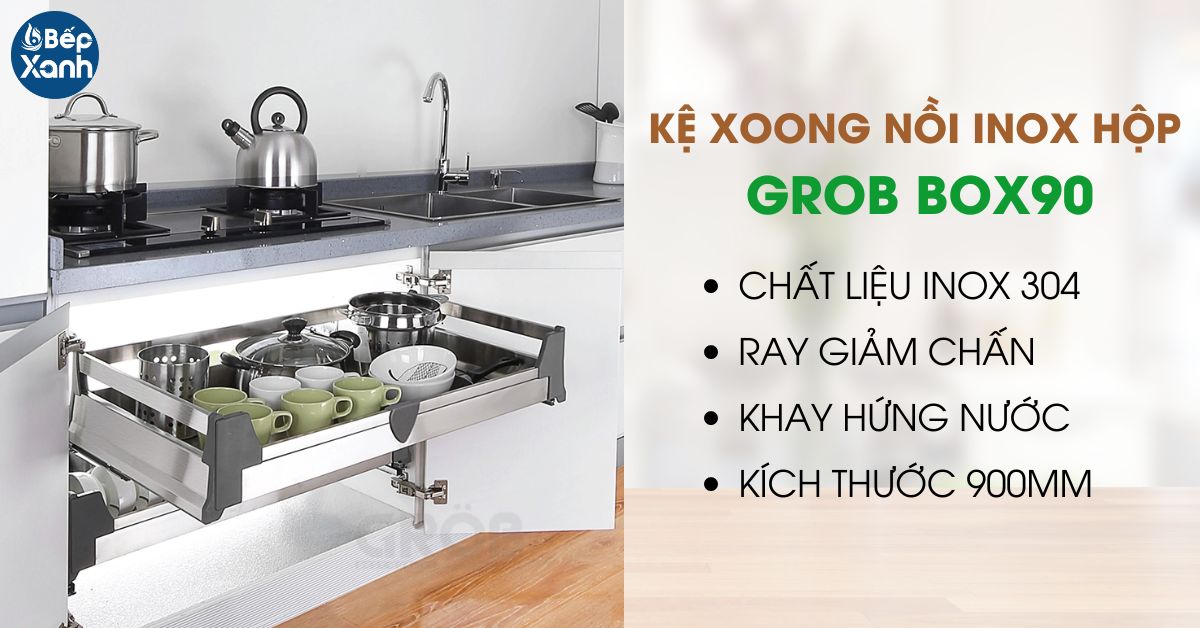 kệ đựng xoong nồi inox hộp Grob Box90