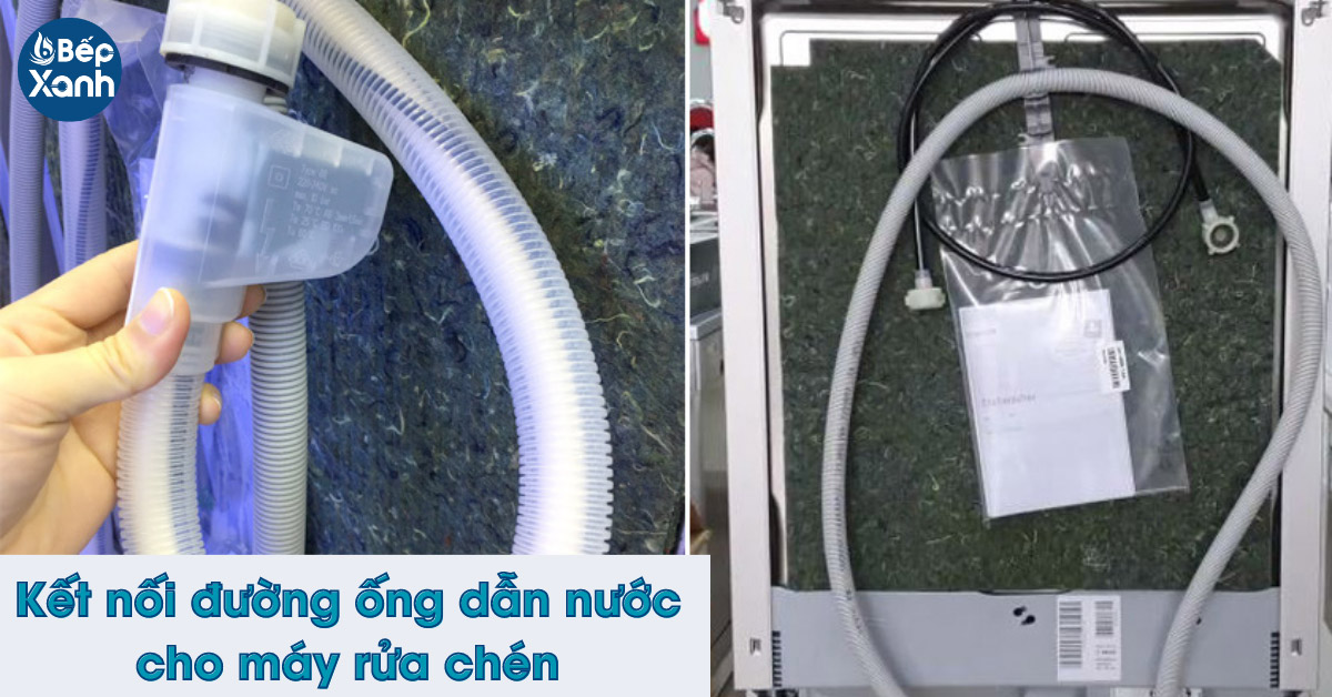 Kết nối đường ống dẫn nước để lắp đặt máy rửa bát âm tủ