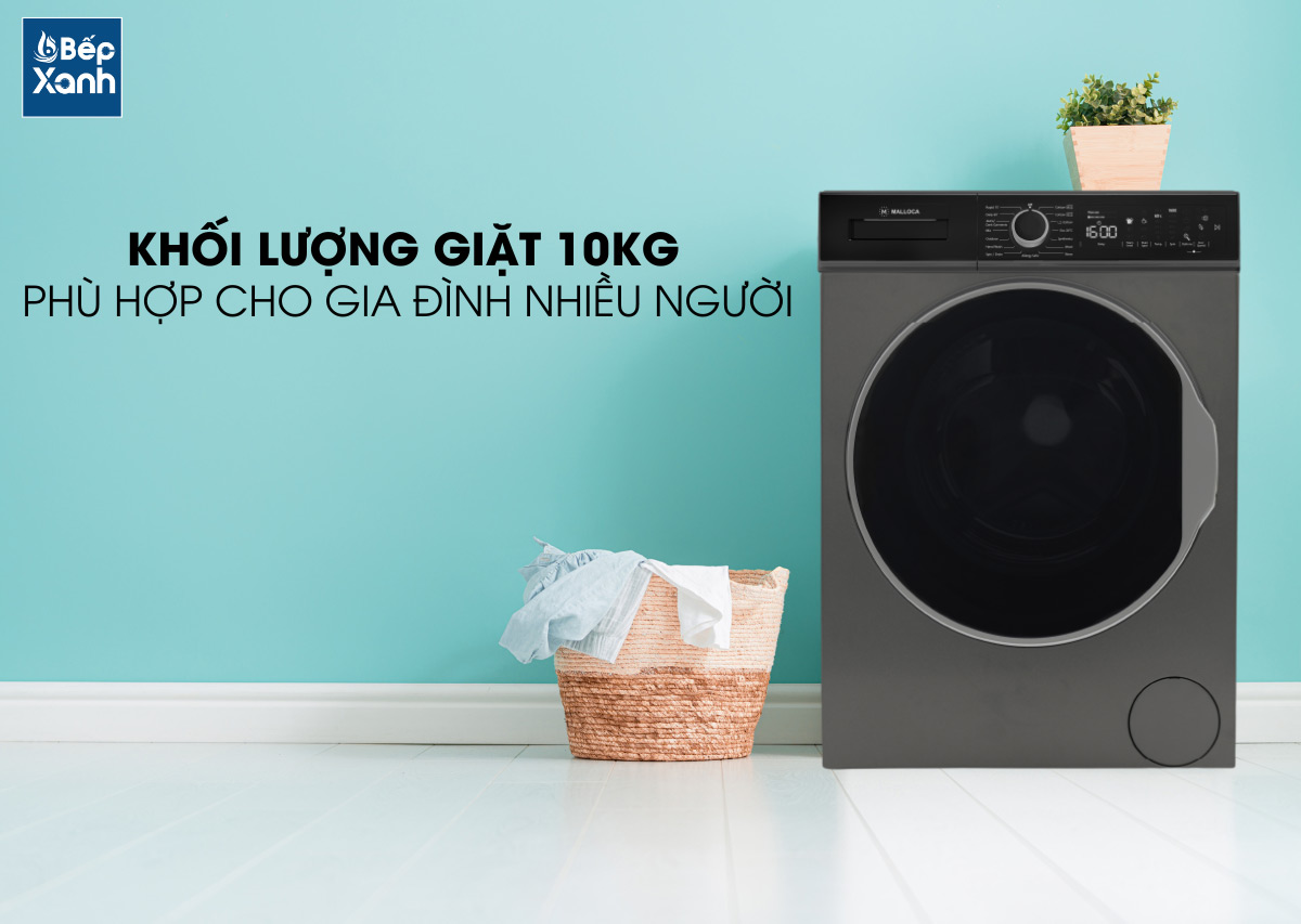 khối lượng giặt 10kg của máy giặt quần áo Malloca MWM-T1510BL