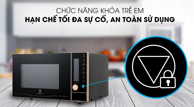 Chức năng khóa trẻ em Lò vi sóng Electrolux EMG25D89GGP 25 lít