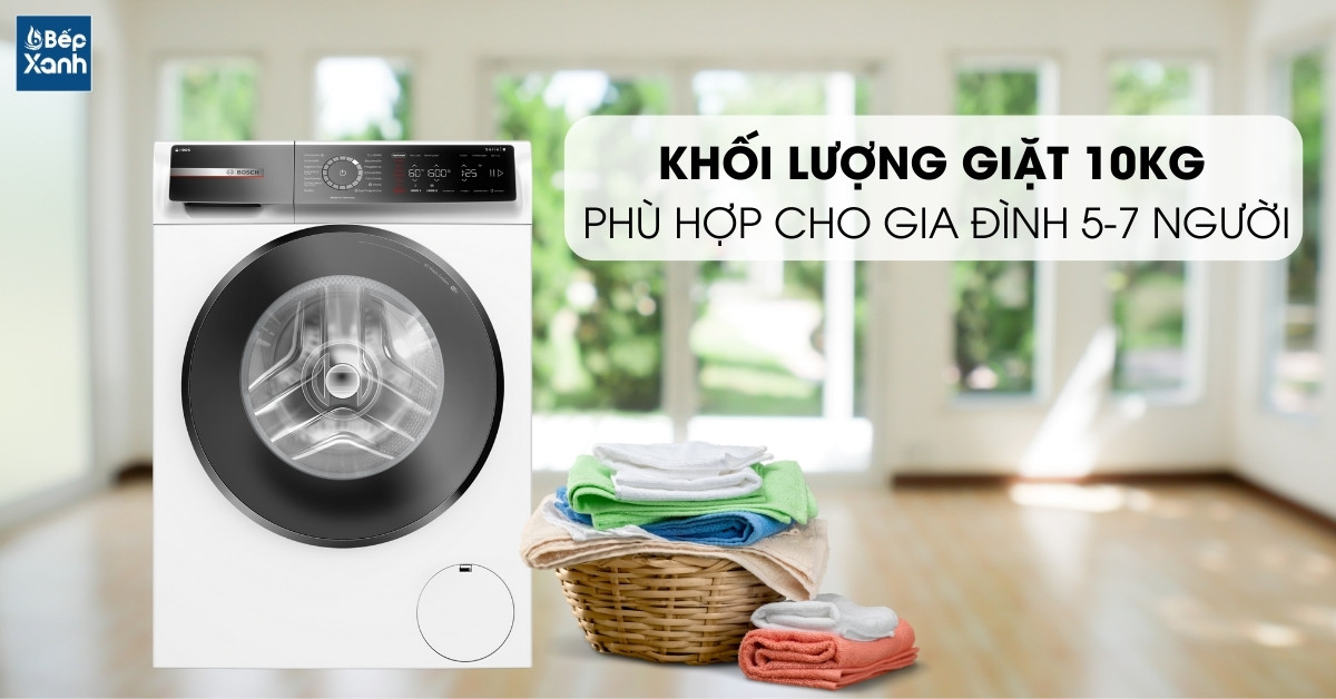 máy giặt Bosch WGB256A40 có khối lượng giặt 10kg cho gia đình 5-7 người