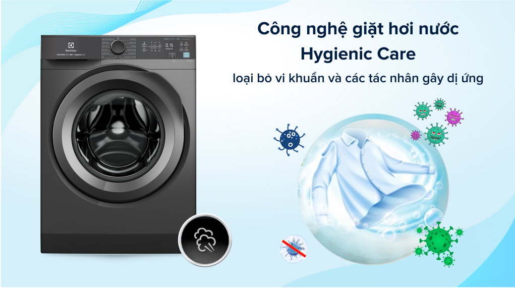 Máy giặt Electrolux Inverter 10 kg EWF1024M3SB - Công nghệ giặt hơi nước Hygienic Care