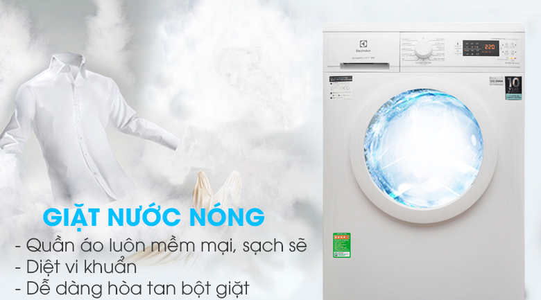 Giặt nước nóng - Máy giặt Electrolux Inverter 10 kg EWF1024BDWA