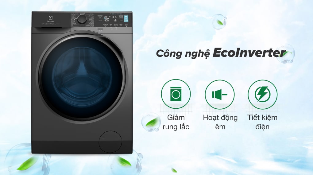 Vận hành êm ái, tiết kiệm điện năng nhờ công nghệ EcoInverter - Máy giặt Electrolux Inverter 9 kg EWF9042R7SB 