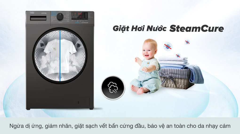 Máy giặt Beko Inverter 10 kg WCV10614XB0STM - Giặt hơi nước SteamCure