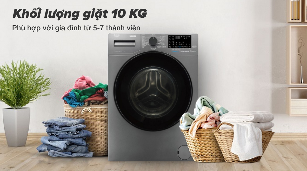 Máy giặt Beko Inverter 10 kg WCV10648XSTM - Đáp ứng nhu cầu của 5-7 người