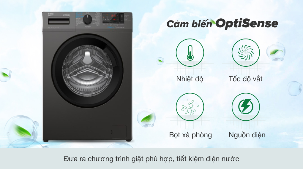 Máy giặt Beko Inverter 9 kg WCV9614XB0STM - Hiệu quả giặt vượt trội, kiểm soát năng lượng tối ưu cùng cảm biến Optisense - 4 cảm biến