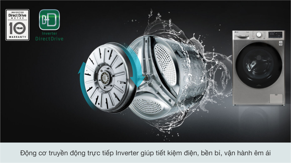 Máy giặt LG Inverter 10 kg FV1410S4P - Tiết kiệm điện, vận hành ổn định với công nghệ Inverter