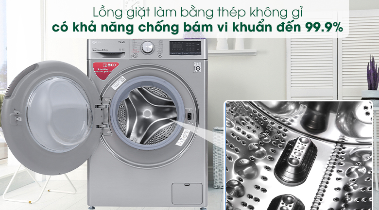 Máy giặt LG Inverter 8.5 kg FV1408S4V - Thép không gỉ