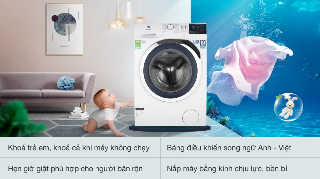 Máy giặt Electrolux Inverter 10 kg EWF1024BDWA Mẫu 2019 - Cảm biến Sensor Wash
