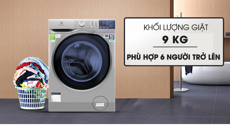 Khối lượng giặt 9 kg - Máy giặt Electrolux Inverter 9 kg EWF9024ADSA