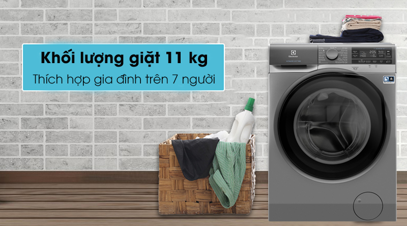 Máy giặt Electrolux Inverter 11 kg EWF1141AESA - Khối lượng giặt 11 kg, phù hợp gia đình trên 7 người