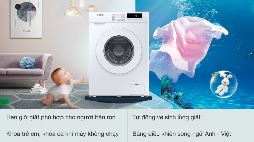 Máy giặt Samsung Inverter 9 kg WW90T3040WW/SV - Tiện ích