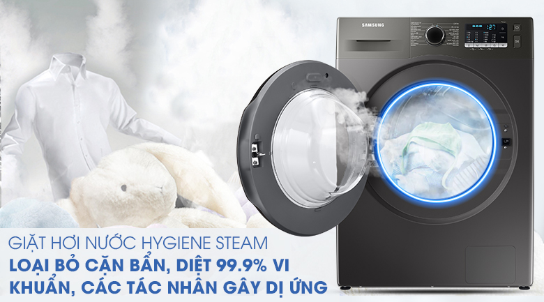 Máy giặt Samsung Inverter 9.5kg WW95TA046AX/SV - Diệt khuẩn 99,9%, ngừa dị ứng với công nghệ Hygiene Steam