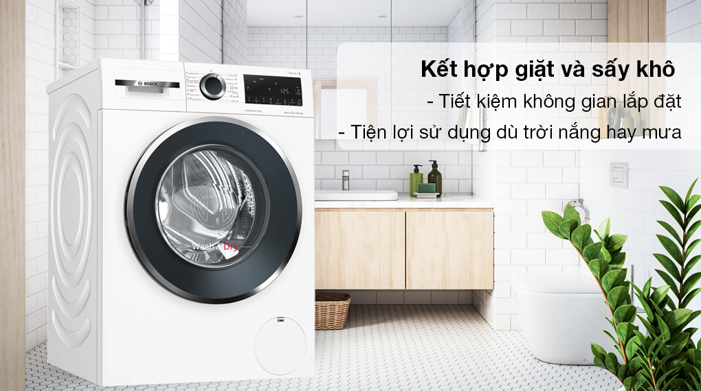 Máy giặt sấy Bosch 10 kg WNA254U0SG -Kết hợp giặt và sấy tiện lợi trên cùng một thiết bị