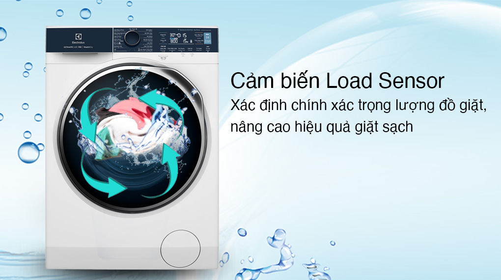 Máy giặt sấy Electrolux Inverter 11 kg EWW1142Q7WB-Load Sensor cảm biến trong lượng đồ giặt chính xác, nâng cao hiệu quả giặt sạch