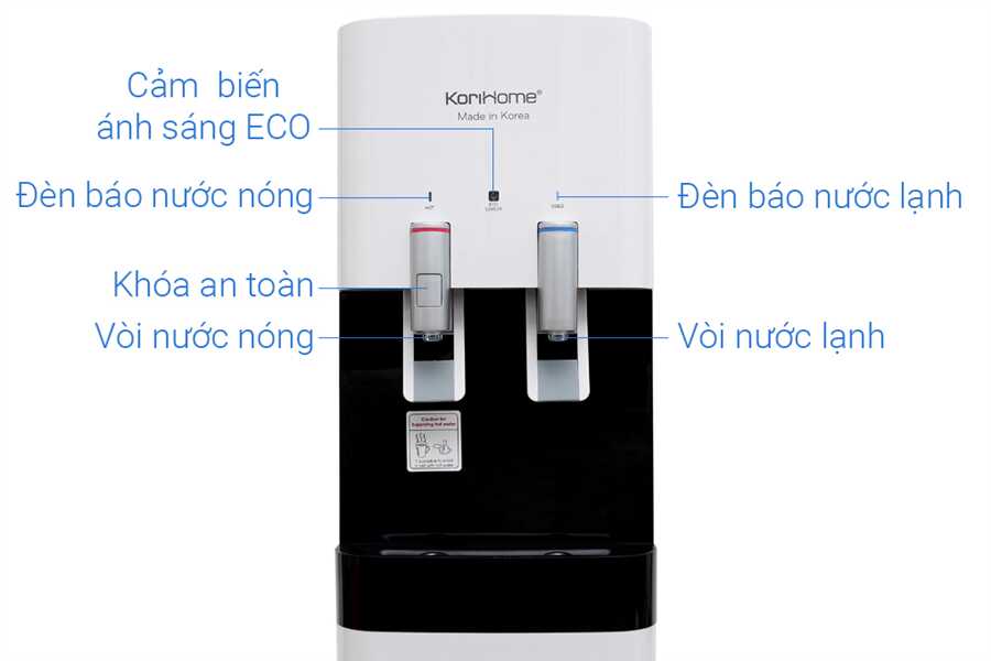 Thiết kế 2 vòi nước nóng, nước lạnh riêng biệt - Máy lọc nước RO nóng lạnh KoriHome WPK-818-S 6 lõi