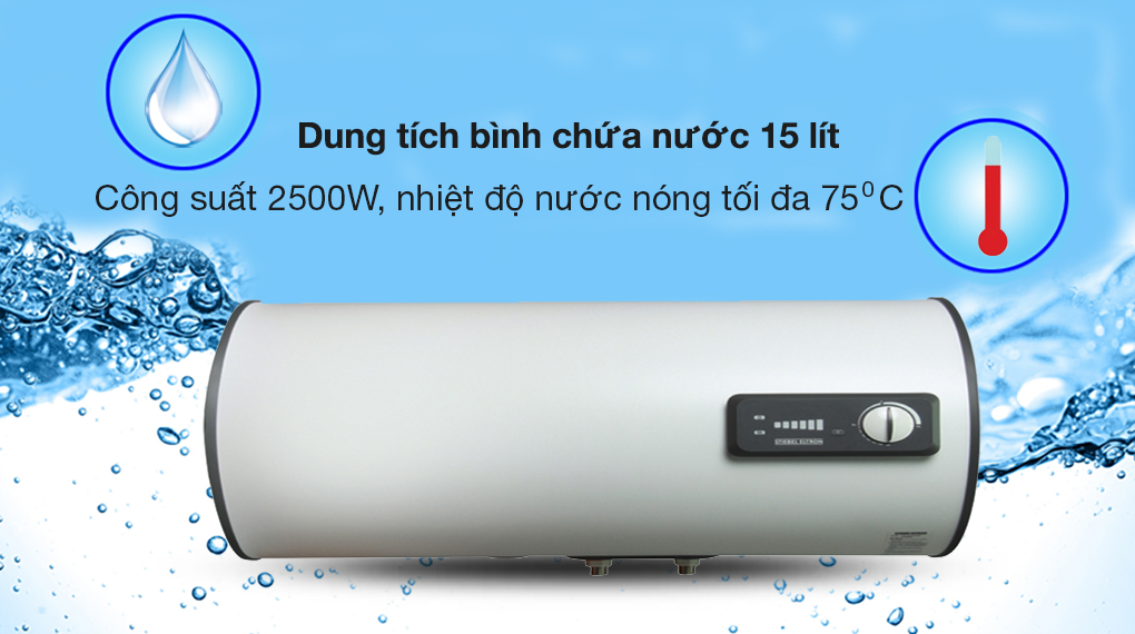 Bình nóng lạnh gián tiếp Stiebel Eltron 15 lít ESH 15 H Plus T-VN - Công suất 2500W, cho nhiệt độ nước nóng tối đa 75 độ C 